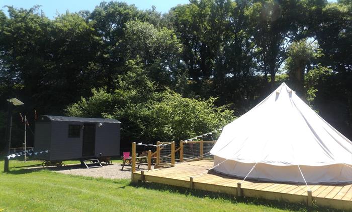 Large Bell Tent at Camp Cynrig Glamping, sleeps a family of 6